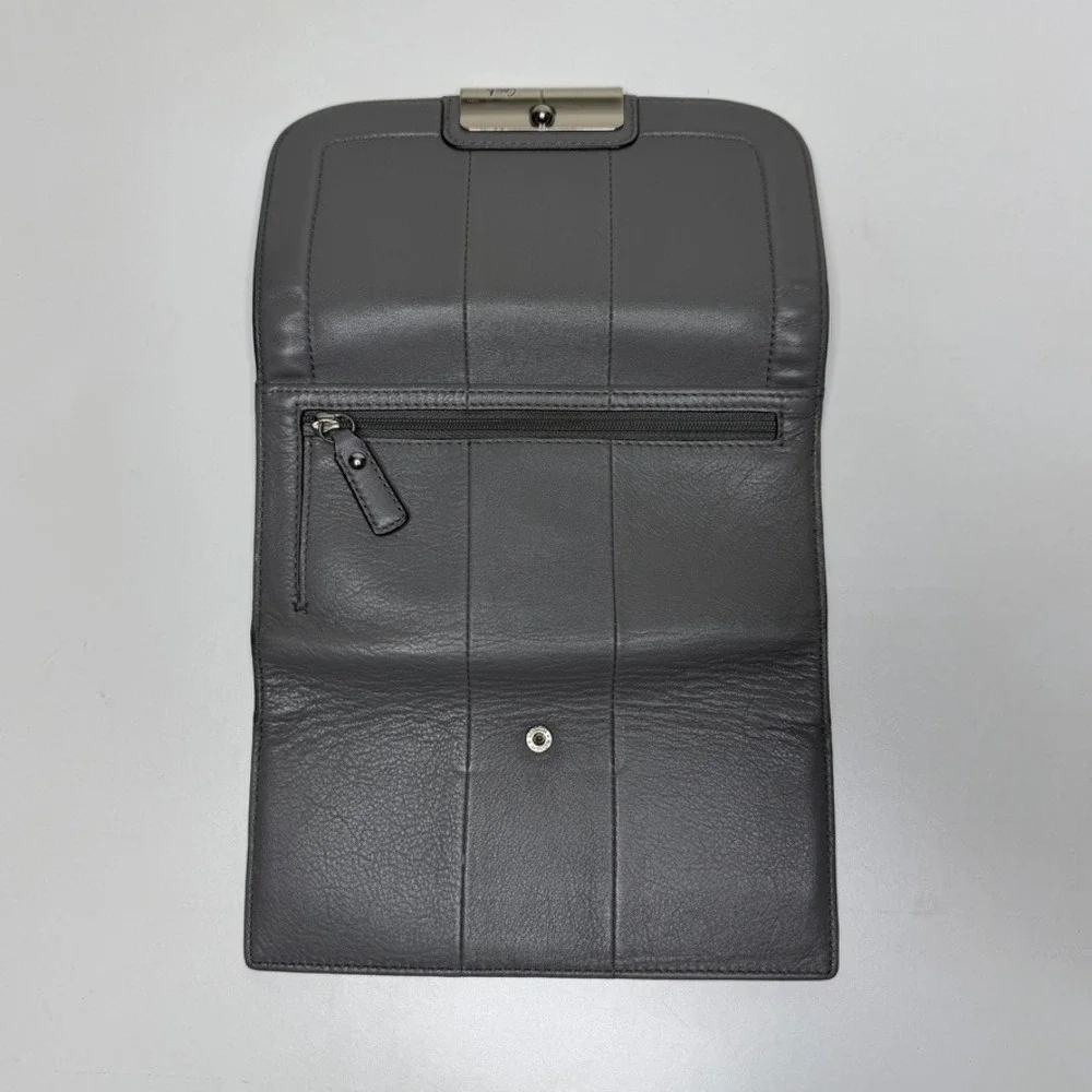Coach Kristin Gray Leather Envelope Clutch Wallet
